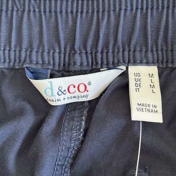 D&Co Pants Women M/L Navy Pullon Straight Leg Pocket Comfy Cottage Casual Office - Picture 3 of 11
